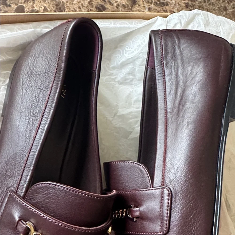 Christian louboutin mj moc flat merlot leather loafer flats mocassin sz 41.5